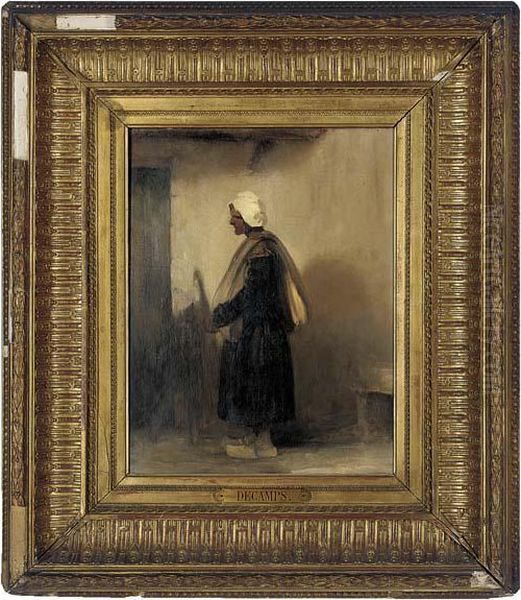 A Peasant In Clogs Oil Painting by Alexandre Gabriel Decamps