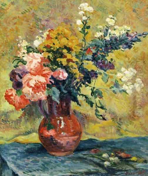 Bouquet of Flowers in a Vase Oil Painting by Maximilien Luce