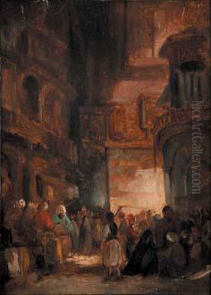 Scene De Rue En Orient. Oil Painting by Alexandre Gabriel Decamps