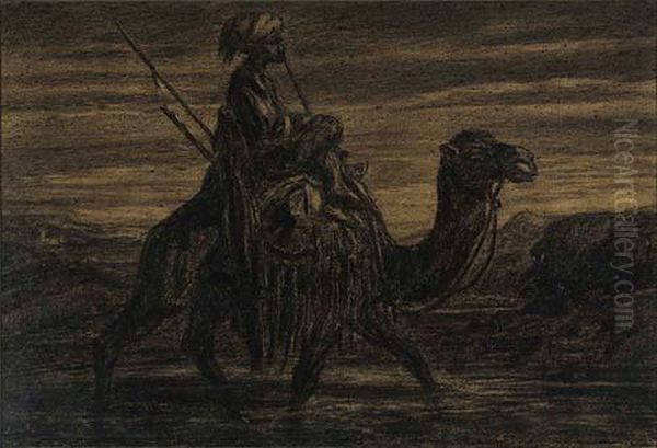 An Arab On A Camel Oil Painting by Alexandre Gabriel Decamps