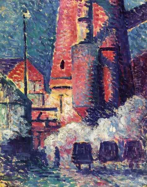 Tall Furnaces Oil Painting by Maximilien Luce