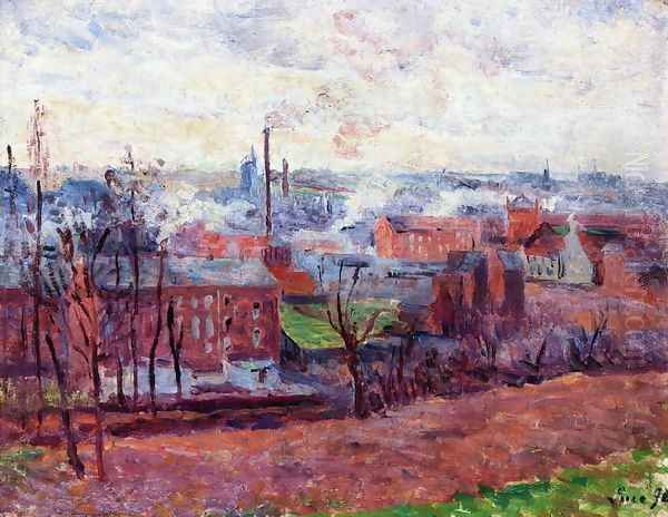 Landscape at Marchiennes Oil Painting by Maximilien Luce