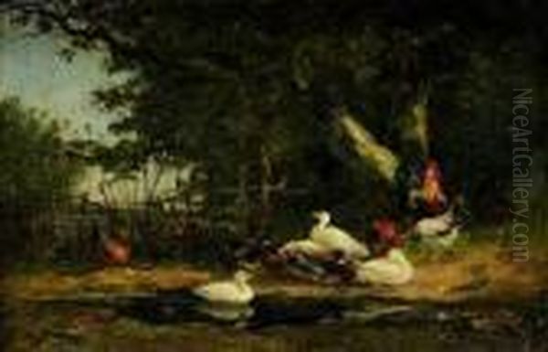 La Mare Aux Canards Oil Painting by Alexandre Defaux