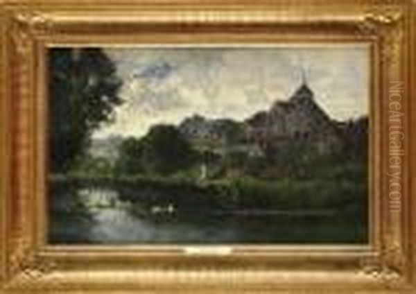 Vue De Montigny-sur-loing Oil Painting by Alexandre Defaux