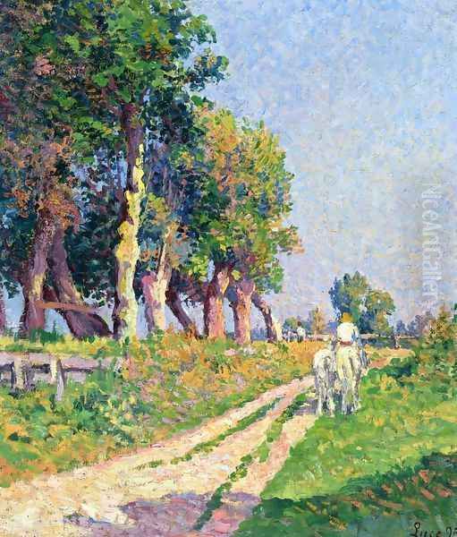 Eragny, Horse on a Sunny Path Oil Painting by Maximilien Luce