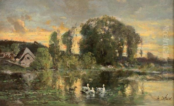 La Mare Aux Canards Oil Painting by Alexandre Defaux