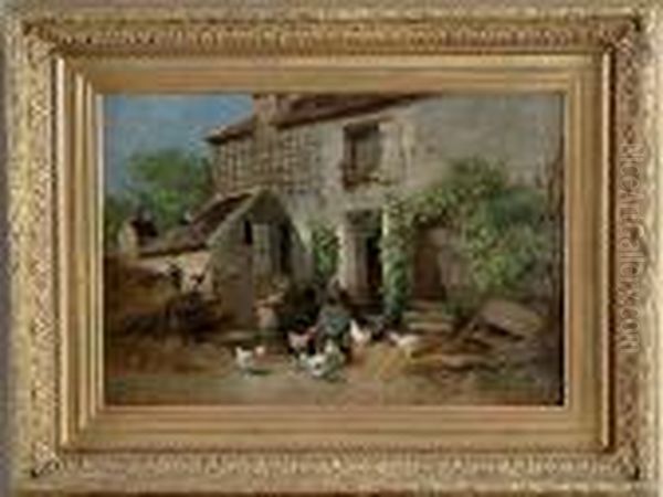 Cour De Ferme Oil Painting by Alexandre Defaux