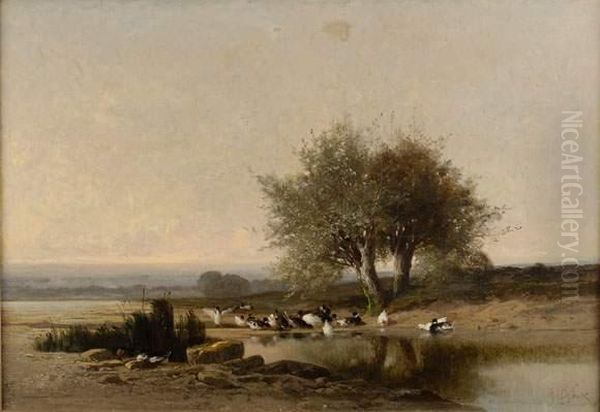 La Mare Aux Canards Oil Painting by Alexandre Defaux