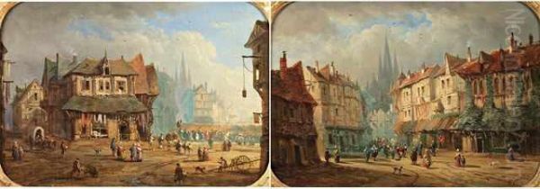 Rouen, Quartier De Lacathedrale Oil Painting by Alexandre Defaux