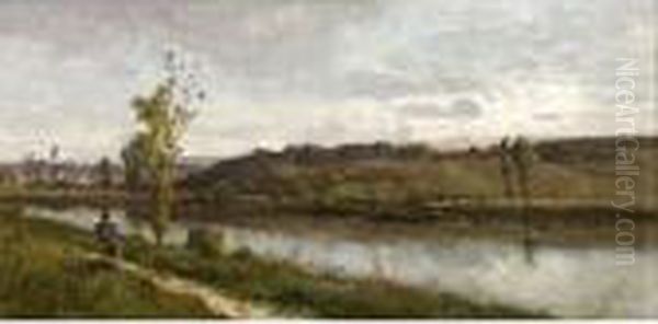 Bord De Riviere, Legarde Peche Oil Painting by Alexandre Defaux