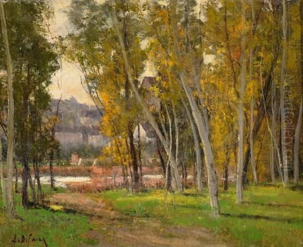 Village En Bord De Riviere Oil Painting by Alexandre Defaux