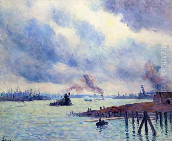 The Port of Rotterdam Oil Painting by Maximilien Luce