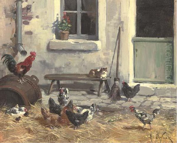 The Farmyard Oil Painting by Alexandre Defaux