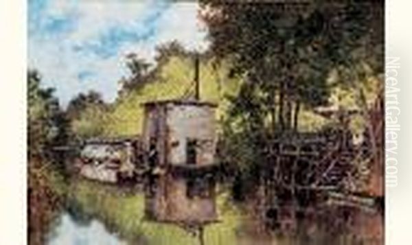 Le Lavoir A Creteil Oil Painting by Alexandre Defaux