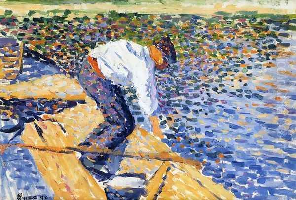 Le Pecheur de Vers de Vase Oil Painting by Maximilien Luce