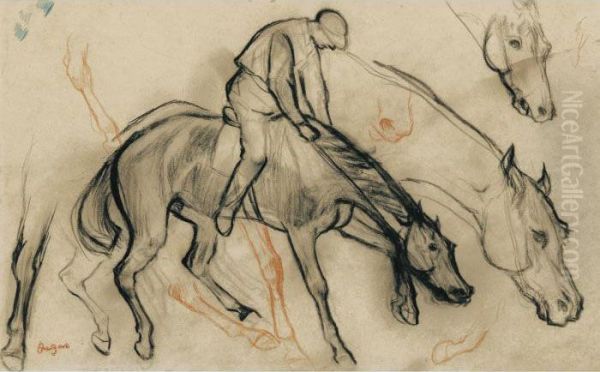 Jockey, Etudes De Cheval Oil Painting by Edgar Degas