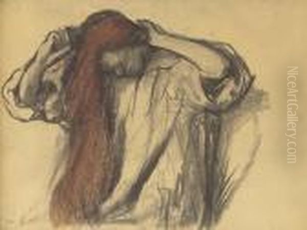 Femme Se Coiffant Oil Painting by Edgar Degas