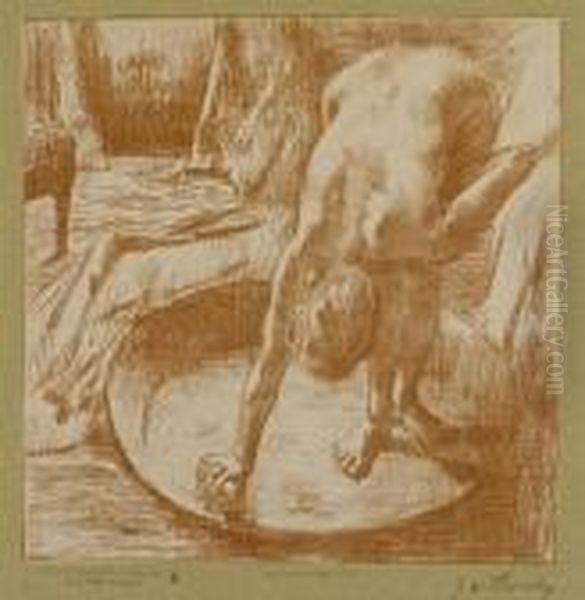 Le Bain From Quinze Lithographies Oil Painting by Edgar Degas