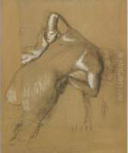 Femme Nue Debout, S'essuyant Oil Painting by Edgar Degas