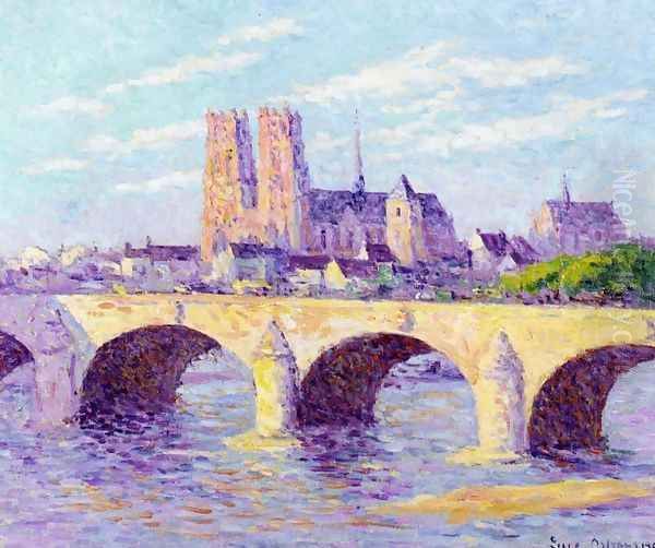 Orleans, View of the Pont Georges V and the Cathedral Sainte Croix Oil Painting by Maximilien Luce