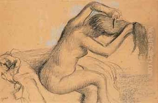 Femme Nue Se Coiffant Oil Painting by Edgar Degas