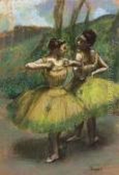 Danseuses Jupes Jaunes Oil Painting by Edgar Degas