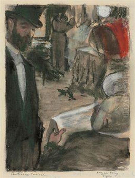 Ludovic Halevy Trouve Madame Cardinal Dans Une Loge Oil Painting by Edgar Degas