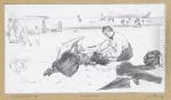 Sur La Plage From Quinze Lithographies Oil Painting by Edgar Degas