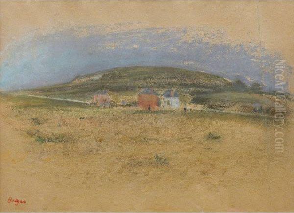 Maisons Au Pied D'une Falaise Oil Painting by Edgar Degas