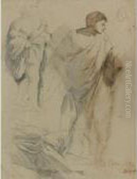 Etude De Figures Drapees (a Double Sided Drawing) Oil Painting by Edgar Degas