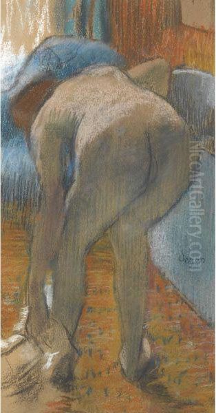 La Sortie Du Bain (femme S'essuyant) Oil Painting by Edgar Degas