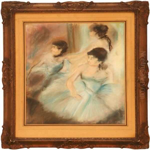 Three Ballet Girls Oil Painting by Edgar Degas