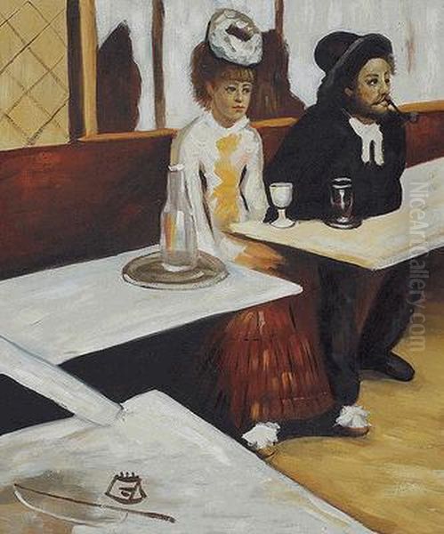 L'absinthe Oil Painting by Edgar Degas