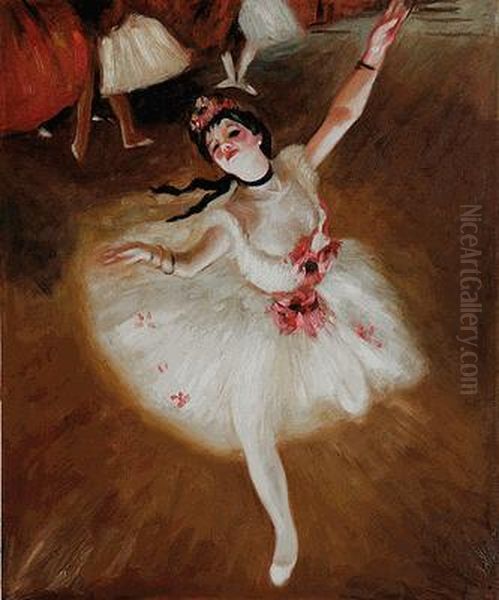 Star Dancer (on Stage) Oil Painting by Edgar Degas