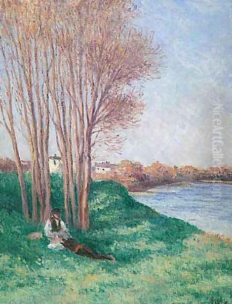 Landscape (with Two Figures) Oil Painting by Maximilien Luce