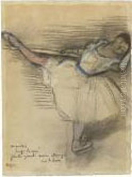 Danseuse Pratiquant A La Barre Oil Painting by Edgar Degas