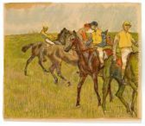 Avant La Course Oil Painting by Edgar Degas