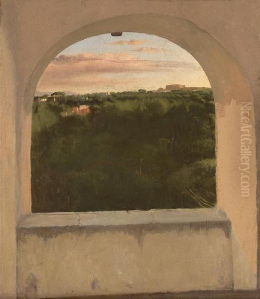 Paysage D'italie Vu Par Une Lucarne Oil Painting by Edgar Degas