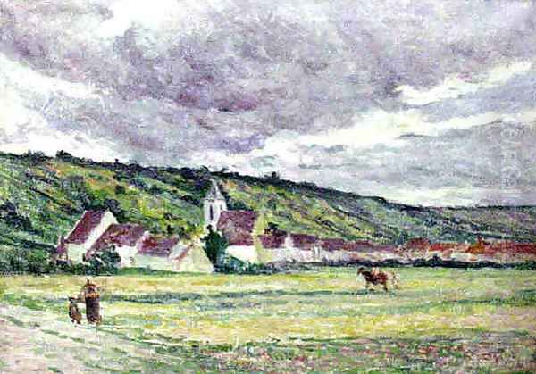 The Village of Bessy on Cure Oil Painting by Maximilien Luce