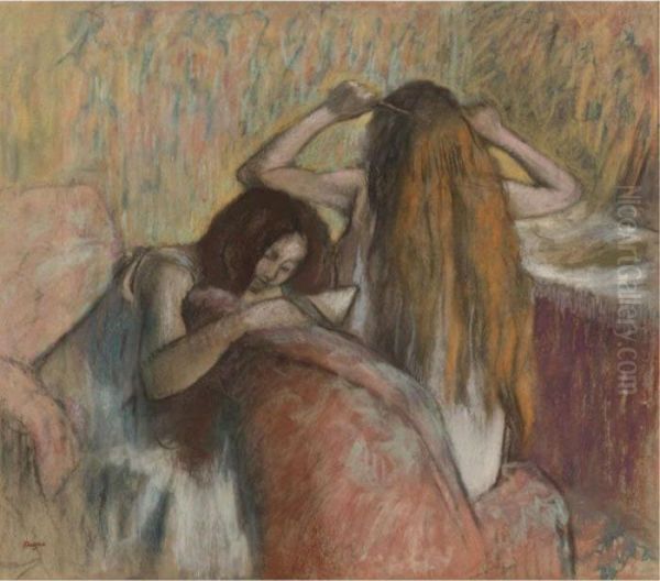 Femme Se Coiffant Oil Painting by Edgar Degas