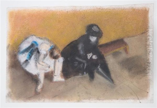 Dancer On Bench Oil Painting by Edgar Degas