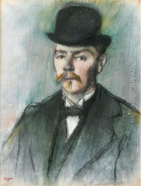 Alexis Rouart (buste D'homme En Chapeau Melon) Oil Painting by Edgar Degas