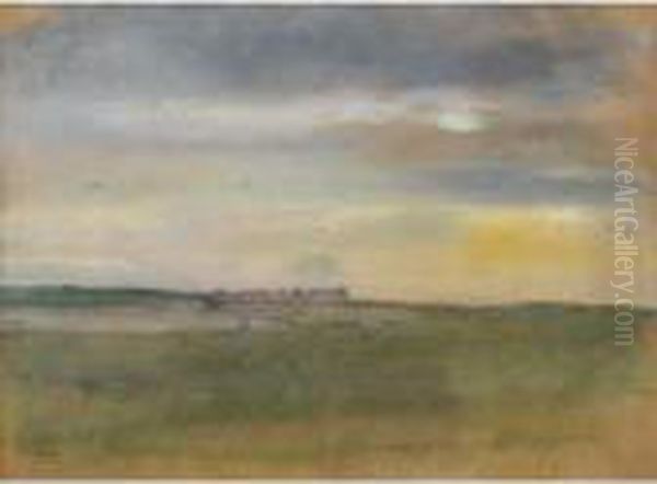 Paysage, Soleil Couchant Oil Painting by Edgar Degas