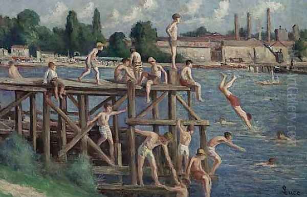 The Swimming Oil Painting by Maximilien Luce