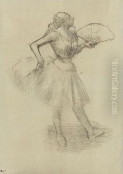 Danseuse A L'eventail Oil Painting by Edgar Degas