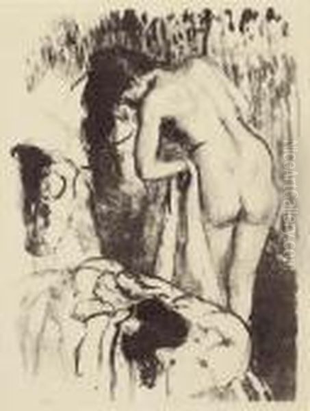 Femme Nue Debout, A Sa Toilette (adhemar 63; Delteil 65; Reed & Shapiro 61) Oil Painting by Edgar Degas