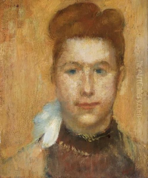 Tete De Jeune Femme De Face Oil Painting by Edgar Degas