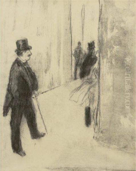 Ludovic Halevy Dans Les Coulisses Oil Painting by Edgar Degas