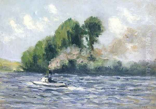 Rolleboise, Remorqueur sur la Seine Oil Painting by Maximilien Luce