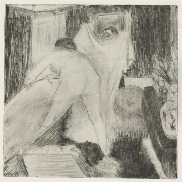 La Sortie Du Bain (delteil 36; Reed/shapiro 42) Oil Painting by Edgar Degas